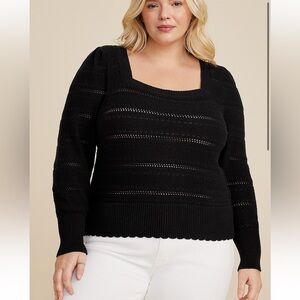 Maurice’s Plus Size Black Open Stitch Sweater Black 3X Neutral